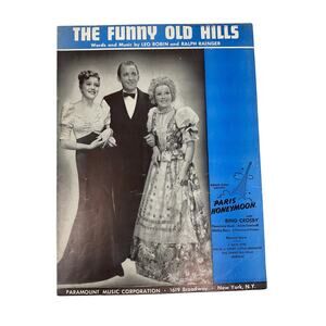The Funny Old Hills Sheet Music 1938 Paris Honeymoon Robin Rainger Bing‎ Crosby